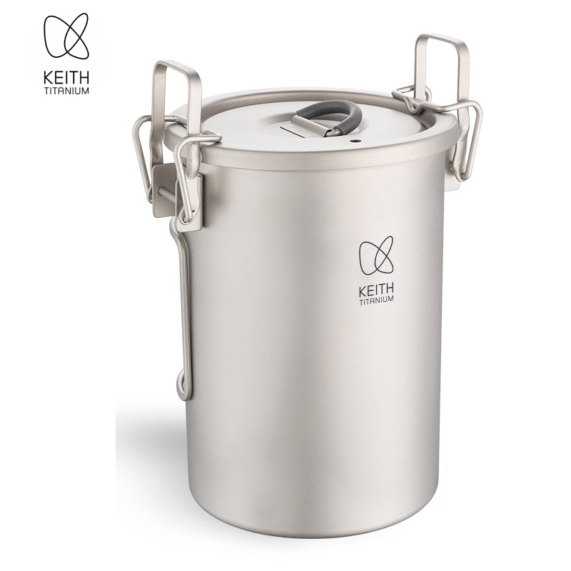 Camping Cooking Equipment - KEITH 純チタン製 炊飯クッカー 900ml 超軽量 折りたたみハンドル