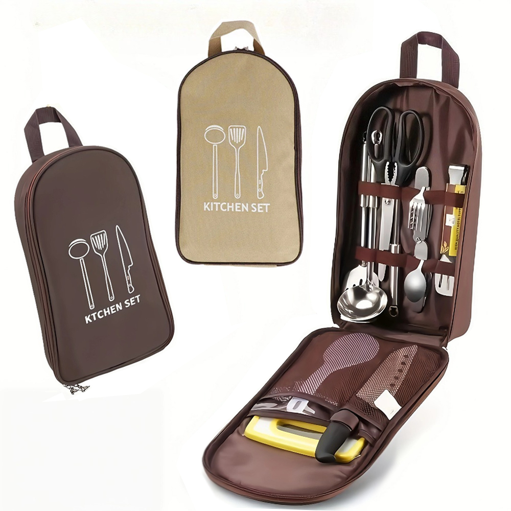 Camping Cooking Recipes - ポータブルアウトドアクックバッグ キャンプ収納バッグ ポータブルトラベル用品バッグ ピクニックバッグ 調理器具オーガナイザー (食器なし)