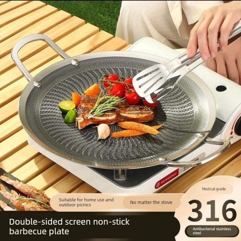Camping Cooking Device - 316ステンレス鋼多機能調理BBQグリルパン、キャンプ、家庭用キッチン、ガスコンロ対応、IH調理器対応