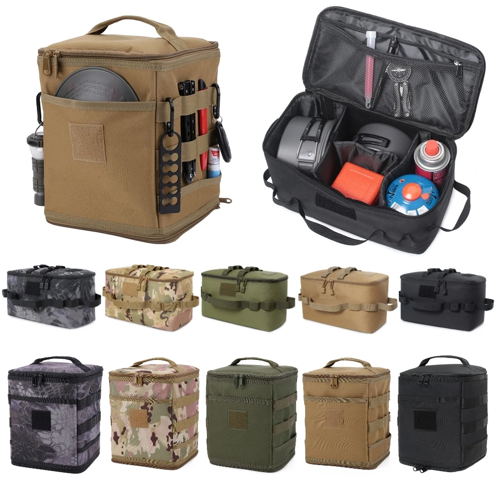 Camping Cooking Organizer - 戦術的なポーチキャンプ収納袋調理器具オーガナイザーポータブル食器ハンドバッグピクニックバッグ屋外ハイキング旅行用