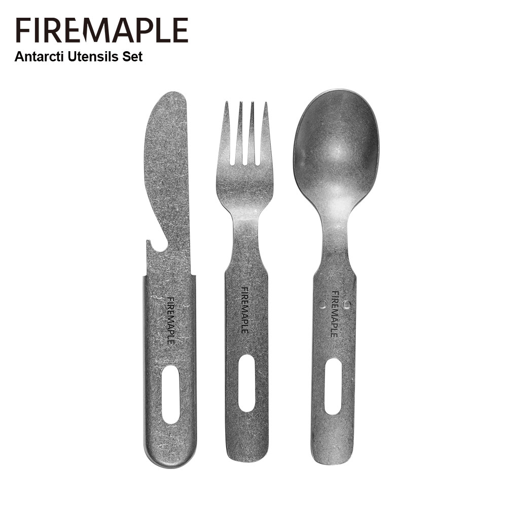 Camping Cooking Bundle - 304ステンレス製キャンプカトラリー、3in 1調理器具セット、フォーク、ナイフ、スプーン、屋外食器、調理器、ポータブル、ファイヤーマプル