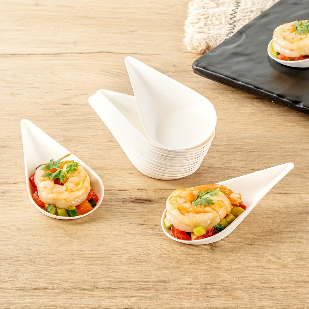 Camping Cooking And Eating - 25/50個入り サトウキビ廃棄物製、クリエイティブなミニサービングトレイ、3.93インチのディップソース皿、温かい料理や冷たい料理、パーティー、集まり、キャンプ、ピクニック、テイスティングスプーン、デザートスプーン、ディップソース皿に最適