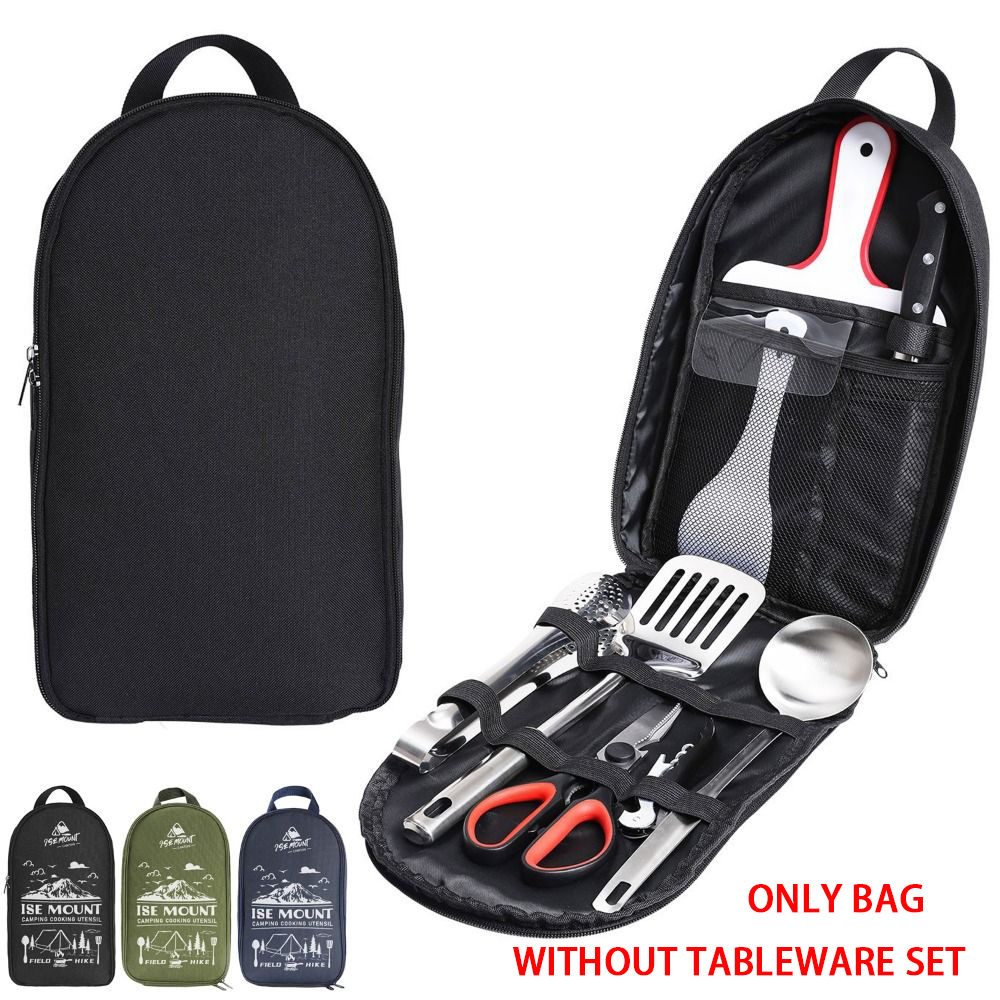 Camping Cooking Organizer - 2024 ピクニック用品セット収納袋ハイキングキャンプバーベキュー食器オーガナイザー旅行大容量調理器具キャリングケース