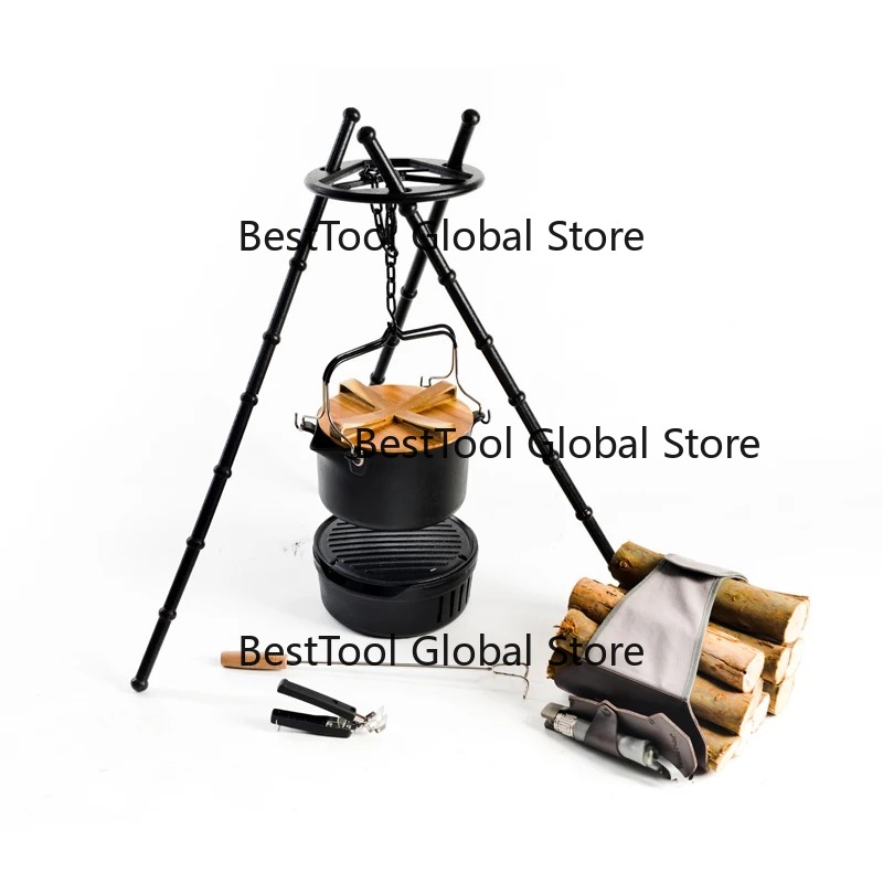 Camping Cooking Bundle - 多機能キャンプ調理器具セット アウトドアクッキングカッティングボード、ファイヤーパン、鍋、BBQ、ピクニック、ハイキング用ベーキングツール