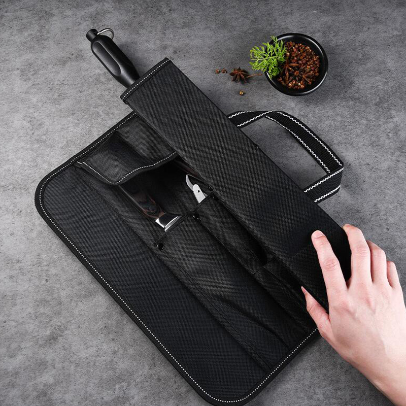 Camping Cooking Organizer - 多ポケットオックスフォード生地ナイフロールバッグ、プロのシェフ向けキッチンツール、キャンプ、アウトドアクッキング用キャリーケース