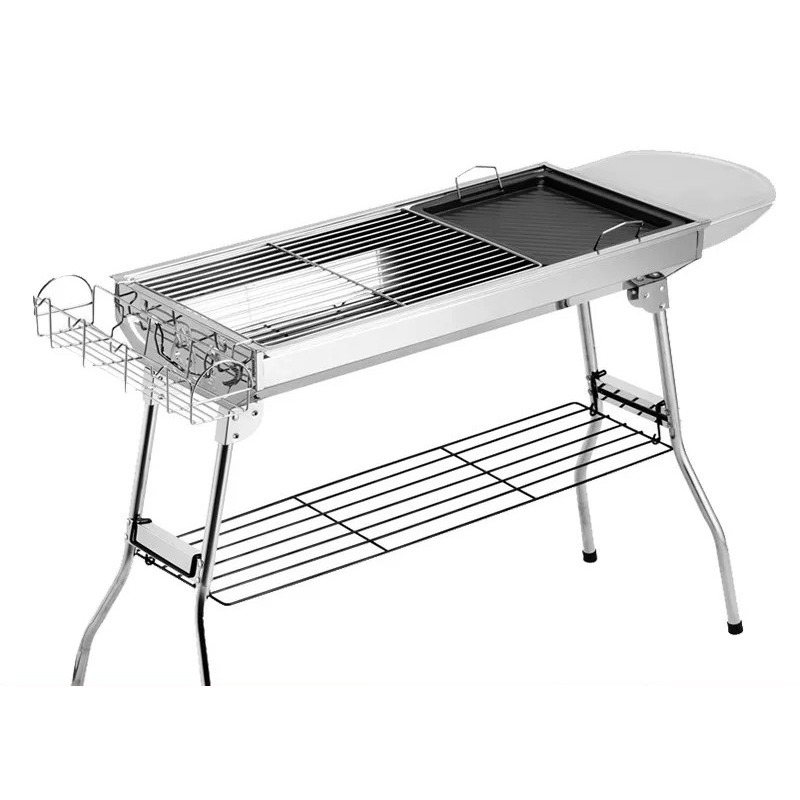 Camping Cooking Device - 大型折りたたみ式炭火バーベキューグリル、屋外キャンプ用ストーブ、頑丈なステンレス製ポータブルロースター、家庭用パティオピクニックに最適