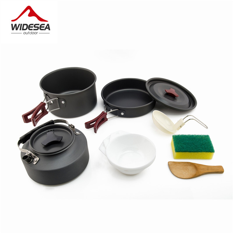 Camping Cooking Bundle - Widesea キャンプ調理器具セットアウトドアポット食器キット調理水ケトルパン旅行カトラリー器具ハイキングピクニック用品