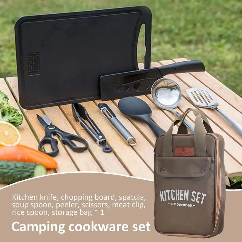 8 個キャンプキッチン調理器具セットポータブルバッグアウトド - Camping Cooking Equipment のレビューと価格