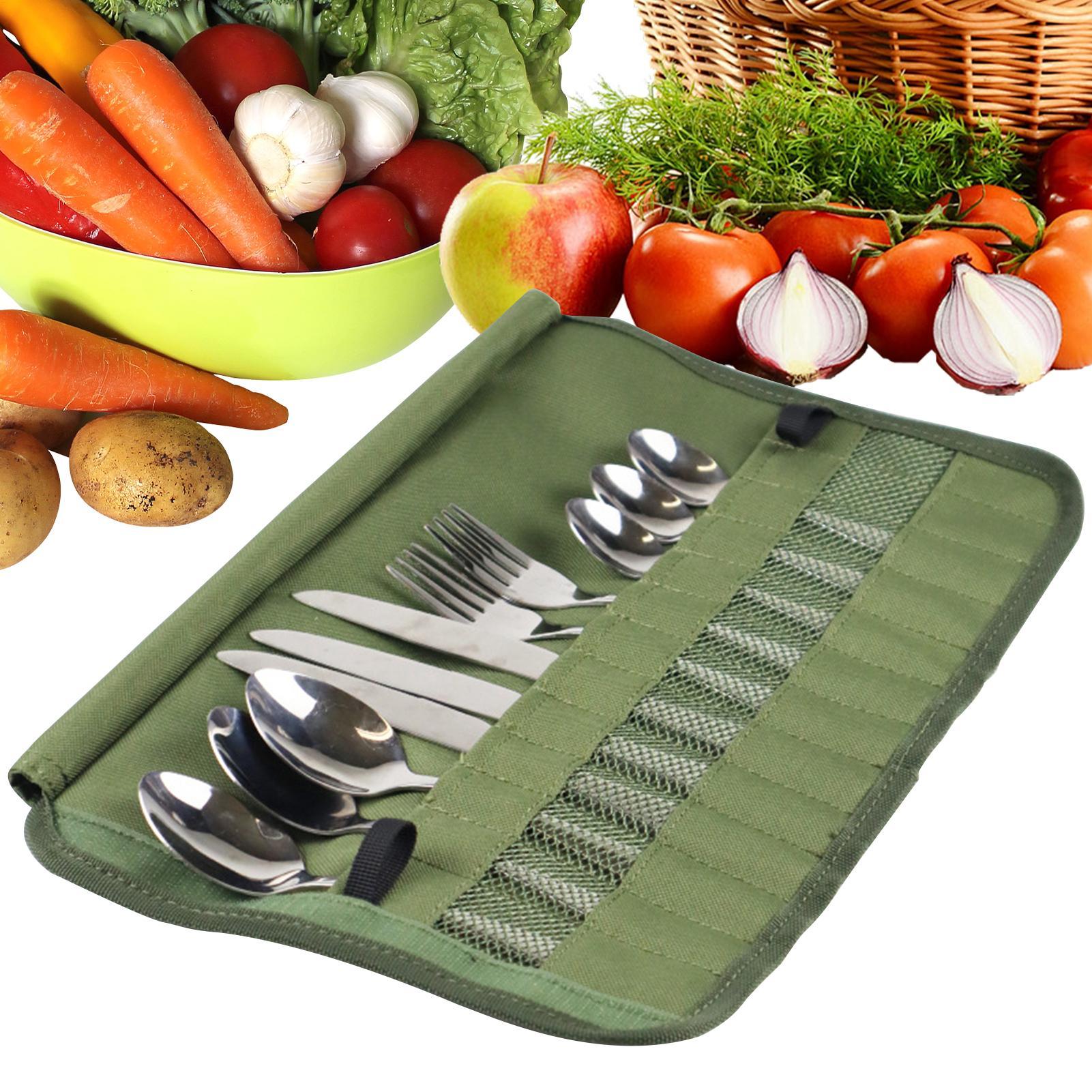 キャンプ食器ロールバッグキッチン調理器具セットトラベルオーガ - Camping Cooking Utensil Roll のレビューと価格