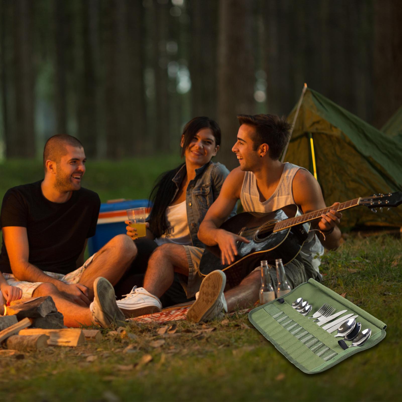 キャンプ食器ロールバッグキッチン調理器具セットトラベルオーガ - Camping Cooking Utensil Roll のレビューと価格