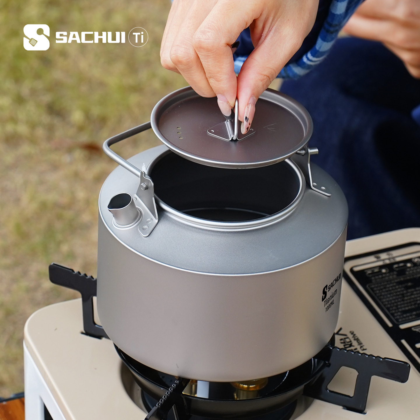 1000 ミリリットル純チタンケトル屋外超軽量茶コーヒーポッ - Camping Cooking Equipment のレビューと価格