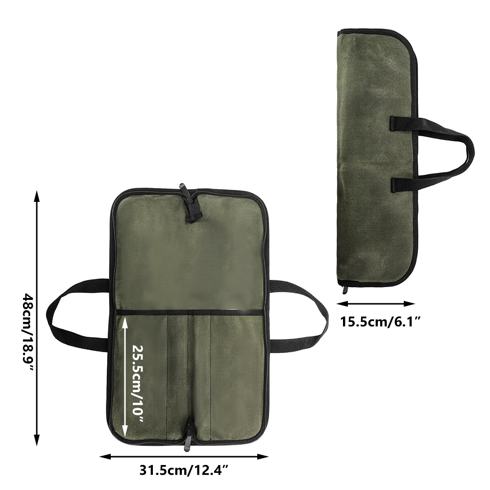 ワックスキャンバス製ナイフロールバッグ、多機能ポータブルシェ - Camping Cooking Equipment のレビューと価格