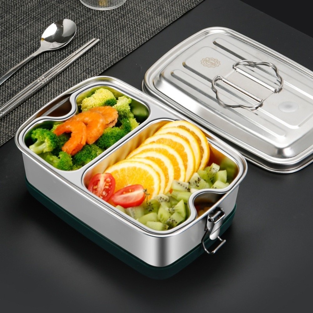 二層ステンレス製ランチボックス、仕切り付き、漏れ防止、電子レ - Camping Cooking Equipment のレビューと価格