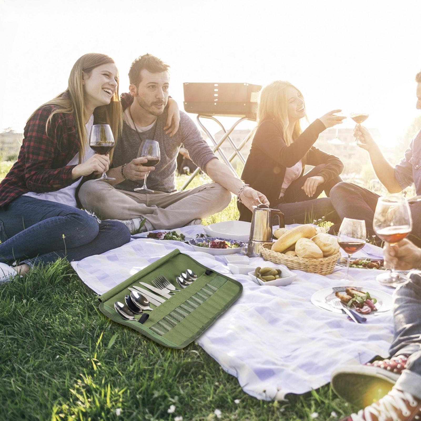 料理収納バッグキャンプカトラリーロールパック調理器具オーガナ - Camping Cooking Utensil Roll のレビューと価格