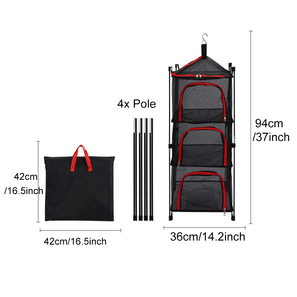 屋外キャンプ収納乾燥ネット、ポール付きメッシュバスケット、3 - Camping Cooking And Eating のレビューと価格
