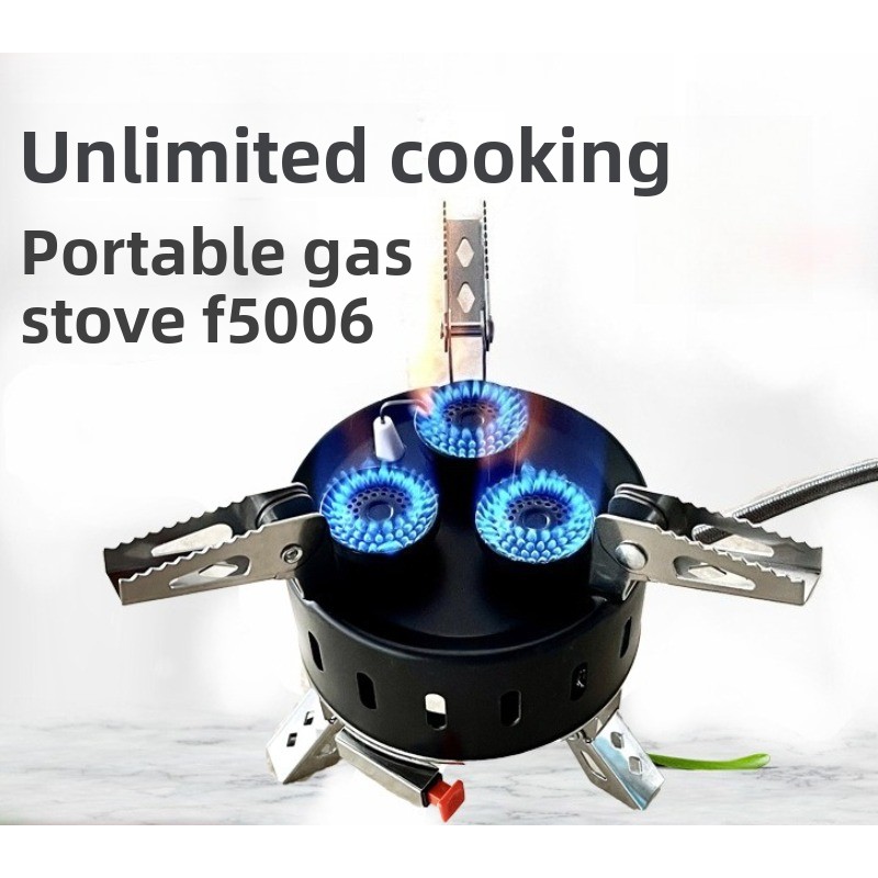 ポータブル 3 バーナー防風ブタンガスストーブ折りたたみ式屋 - Camping Cooking Gas Stove Portable Tool のレビューと価格