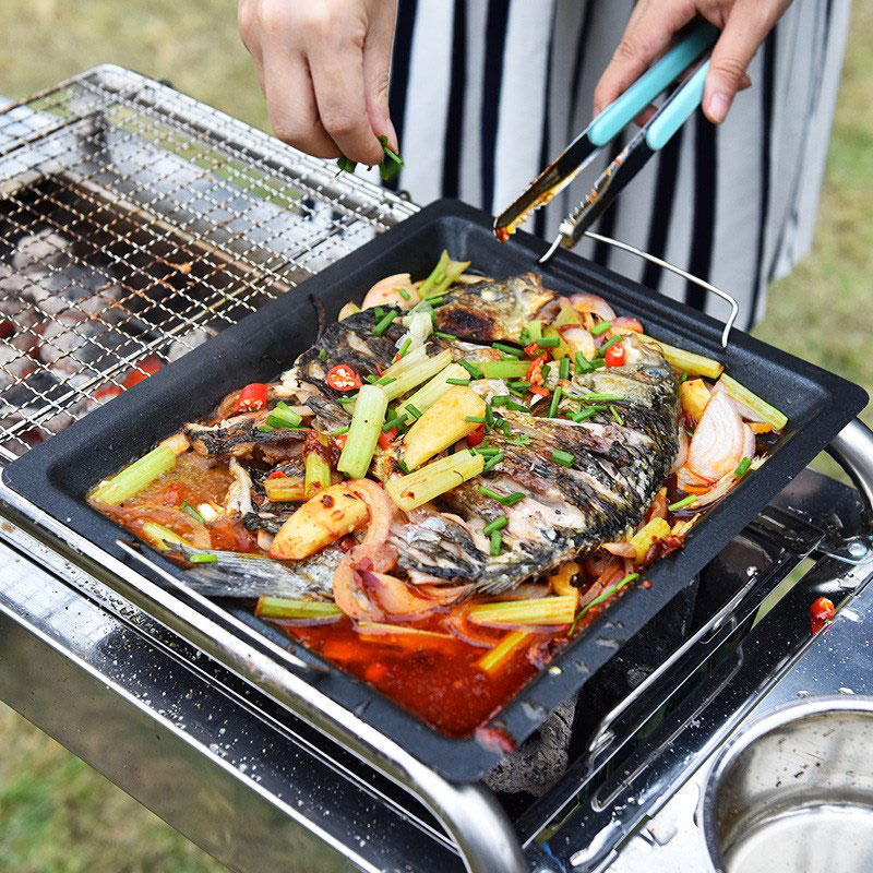 屋外用厚い四角グリルパン 2つのハンドル付き ポータブルノン - Camping Cooking Equipment のレビューと価格