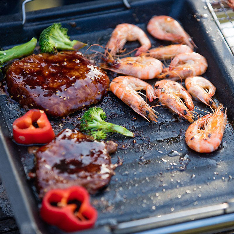屋外用厚い四角グリルパン 2つのハンドル付き ポータブルノン - Camping Cooking Equipment のレビューと価格