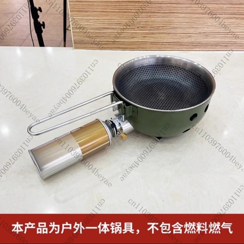 キャンプ用ガスストーブ ノンスティックパン付き 防風ポータブ - Camping Cooking Gas Stove Portable Tool のレビューと価格