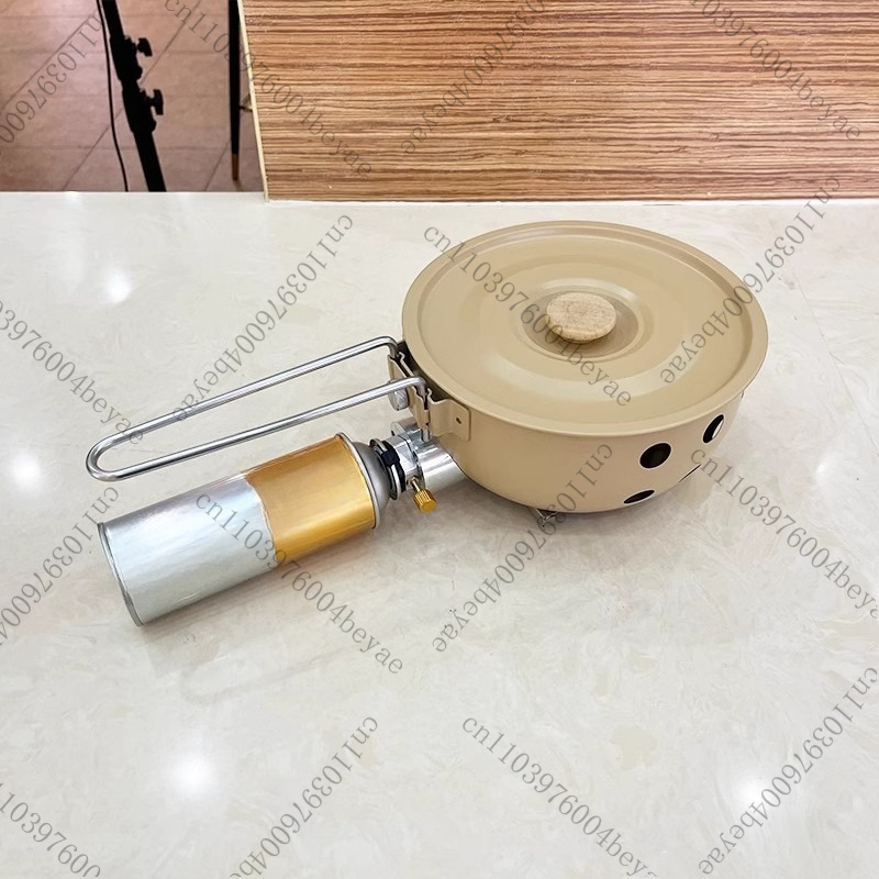 キャンプ用ガスストーブ ノンスティックパン付き 防風ポータブ - Camping Cooking Gas Stove Portable Tool のレビューと価格