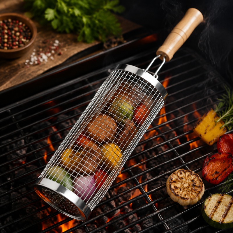 丸型バーベキューグリルバスケットセット ステンレス製回転式ス - Camping Cooking Device のレビューと価格