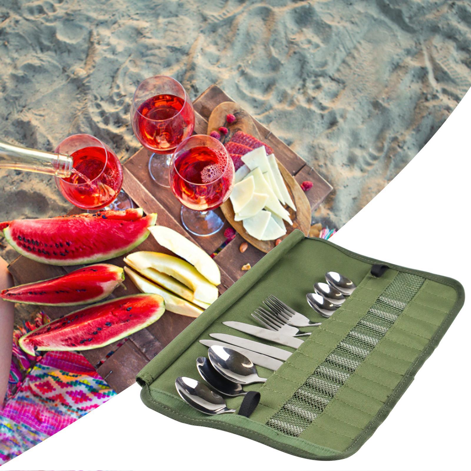 キャンプ食器ロールバッグキャンプ旅行調理器具オーガナイザー多 - Camping Cooking Utensil Roll のレビューと価格