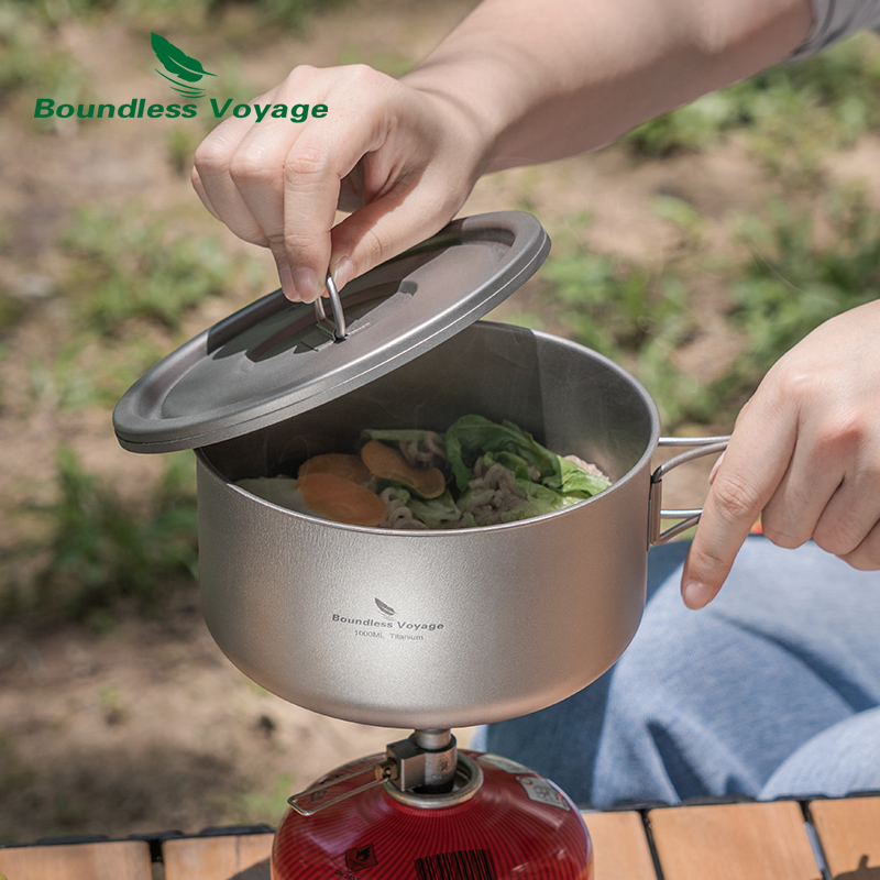 ふた付きのキャンプ用チタンポット,超軽量,屋外料理,単層,弁 - Camping Cooking Organizer のレビューと価格