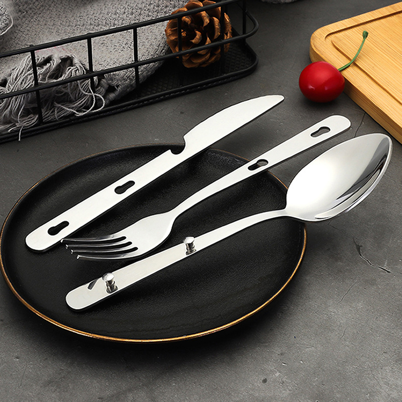 3個/セット ポータブルステンレス製食器 折りたたみナイフ  - Camping Cooking Bundle のレビューと価格