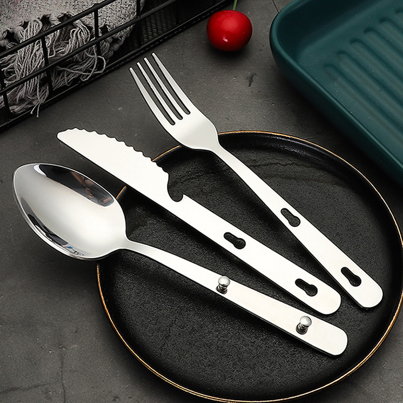 3 ピース/セットポータブルキャンプ調理食器ステンレス鋼食器 - Camping Cooking Bundle のレビューと価格