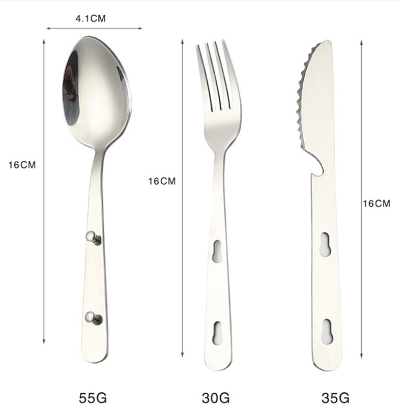 3 ピース/セットポータブルキャンプ調理食器ステンレス鋼食器 - Camping Cooking Bundle のレビューと価格